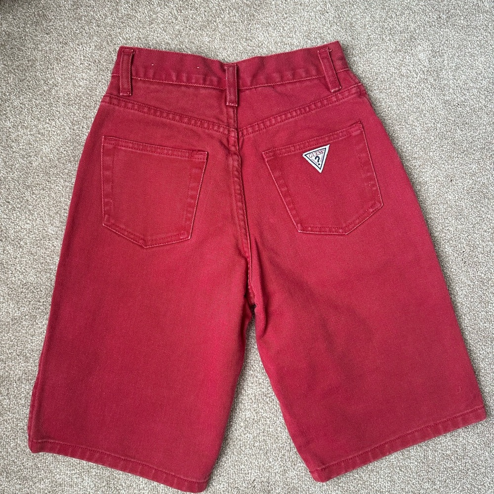 Guess red jean shorts